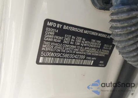 2014 BMW X3 xDrive28I z USA, uszkodzony, nr VIN 5UXWX9C58E0D42399